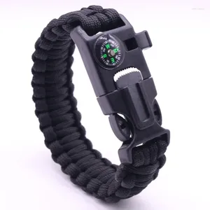 Pulseras de encanto 4 en 1 Hombres Mujeres Paracord Pulsera de supervivencia al aire libre Multifunción Camping Rescate Cuerda de emergencia Brazaletes Brújula Silbato