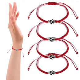 Charm-Armbänder, 4 Stück, verstellbar, gewebt, Baseball (rotes und weißes Seil, Fußball), Fußball, Sport-Thema, Handgelenk, Nylonstoff