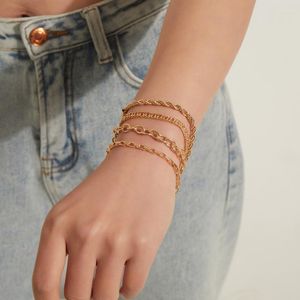 Bedelarmbanden 4 pc's/set punk gelaagde Cubaanse ketting voor vrouwen boho dikke gouden zilveren kleur armbanden mode sieraden