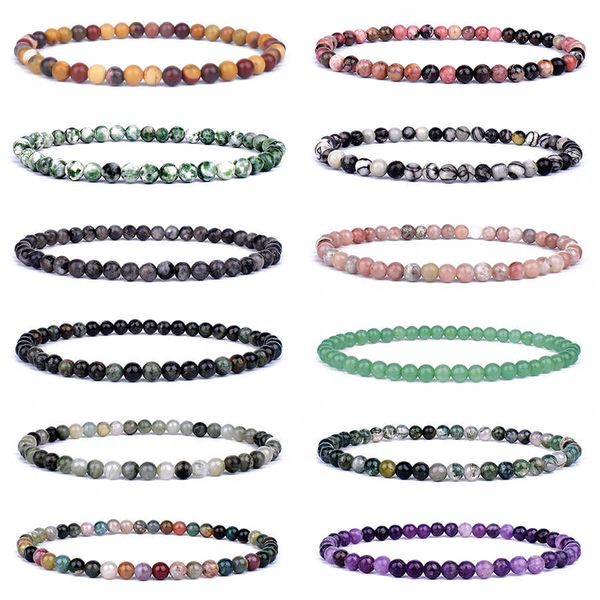 Bracelets porte-bonheur 4mm 6mm Mini énergie Bracelet à breloques perles de pierre naturelle Yoga Bracelet de guérison bijoux pour femmes hommes meilleur ami cadeau livraison directe Z0426