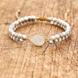 Bracelets de charme Bracelet de pin blanc d'opale tressée pour femmes hommes à double couche à double couche