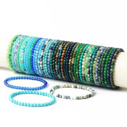 Bracelets de charme 4mm bleu pierre naturelle perle pour femmes Reiki Quartz cristal Lapis Lazuli aigue-marine Aventurine Bracelet bijoux Pulsera 231006