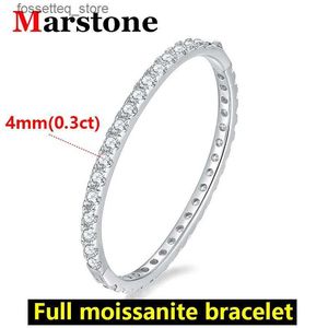 Bracelets de charme 4mm Full Moissanite Diamond Femmes Top Qualité Original 925 Sterling Argent Rose Gold Hoop Tennis Nouveau 2023 L240320