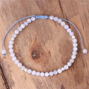 Bedelarmbanden 4 mm edelsteen blauwe kant agaat kralen armband voor vrouwen Tibetaanse verstelbare natuursteen sierlijke sieraden groothandel