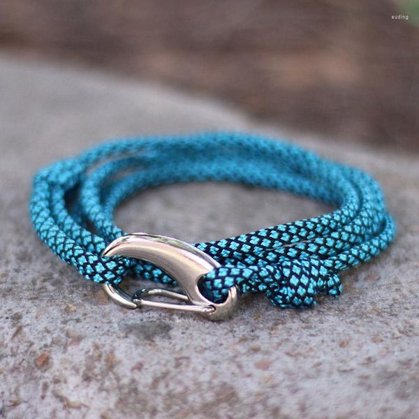 Charm-Armbänder, 4 mm, handgefertigt, mehrschichtig, Paracord, großer Karabinerverschluss, Seil, Outdoor-Armband für Männer, Camping, Notfallschmuck