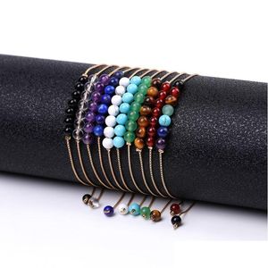 Bedelarmbanden 4Mm Zeven Chakra Natuursteen Amethist Tijgeroog Rode Agaat Koperdraad Ketting Armband Voor Vrouwen Sieraden Drop Leveren Dhw0C