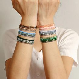 Bracelets de charme 4 pièces/ensemble cristaux à facettes naturels perlés 3x4mm perles de pierre bracelet pour femmes filles ensemble bijoux cadeau
