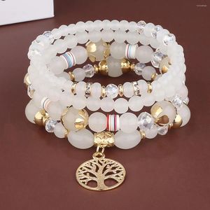 Bracelets de charme 4pcs Bracelet Tree of Life Set pour les femmes faites à la main des perles acryliques Brangle Femme Boho Jewelry Accessoires