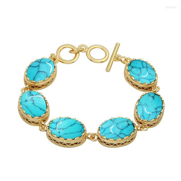 Bracelets de charme 5 couleurs Bracelet Turquoises synthétiques pour femmes couleur or mode rouge blanc bleu bracelet en pierre