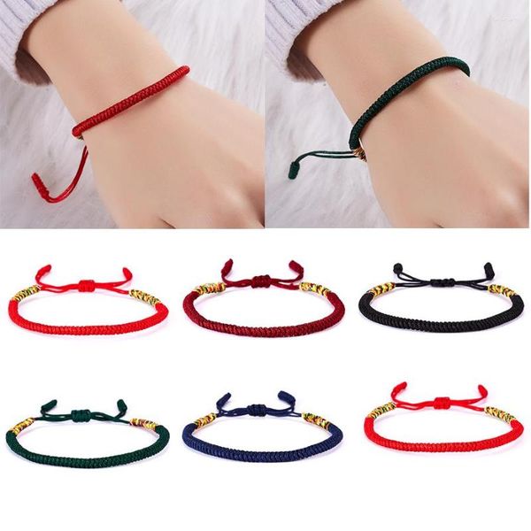 Pulseras con dijes, 5 colores, budista tibetano, brazaletes de la suerte, nudos hechos a mano, cuerda, pulsera de Budda para mujeres y hombres, regalo de joyería