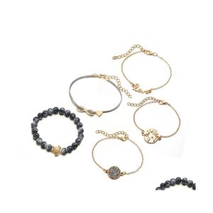 Bedelarmbanden 5 combinatie Geometrie Hollow Elektrische kaart Zee Turtle ananas Panasschaal Variëteit Stijl Vrouwen Verstelbare stapel Bra DHDNQ