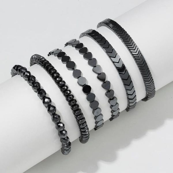 Bracelets de charme 5 pièces hématite noire pour femmes perles de guérison perte de poids efficace hommes bracelet thérapie arthrite bijoux de santé