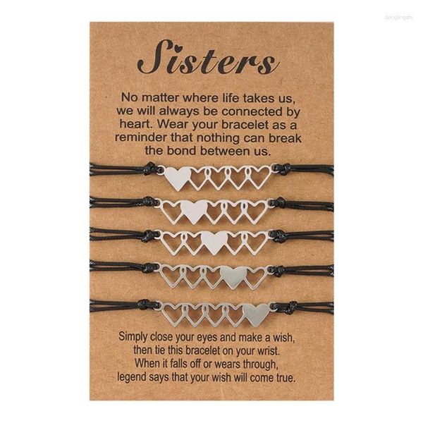 Pulseras de encanto 5 PCS Hermana Amiga Pulsera Amistad Es decir Corazón a juego Larga distancia para regalo creativo Chica Mujer Daught