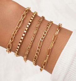 Bracelets de charme 5 PCSset Gold Color Link Chain pour femmes Braclets simples Girls Bracoulet Fashion Femme 20224303793