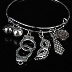 Bedelarmbanden 50 vijftig tinten grijze armband mysterieus masker vrijheid handboei bangle Bijoux verstelbare polsbandjes pulsera