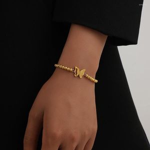 Bedelarmbanden 50 stks/veel hoogwaardige roestvrijstalen matte vlinder Bracelet Verkoop Goud kleur