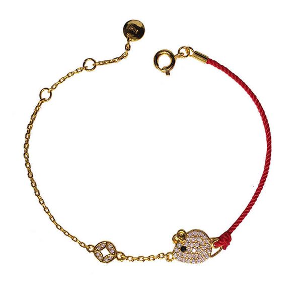 Bracelets de charme 56S925 Argent Diamond Inlaid Main Tissé Tissé Benmingnian Transfert de la souris Gold Coin Coin rouge Bracelet rouge