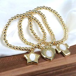 Bracelets de charme 5pcs 2024 Vintage Fashion Vierge Marie Mother of Pearl for Women Heart Cross Religious Pendant Stretch Bielry Gifts