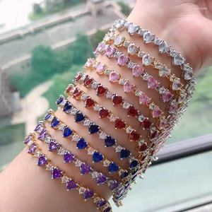 Bracelets de charme 5pcs Cubic Zirconia Heart Tennis Chain Bracelet Gold Color CZ Multi Coe Hearts Fine Bijoux pour les femmes