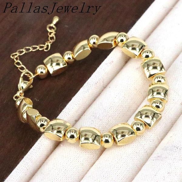 Bracelets de charme 5pcs mode plaqué or carré rond perle chaîne réglable bracelet en métal lisse pour les femmes bijoux cadeau