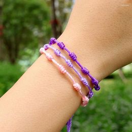 Pulseras de encanto 5 unids/lote pulsera de cuerda colorida para mujeres pareja amuleto de la suerte hecho a mano 10 nudos cuerda amistad pulsera