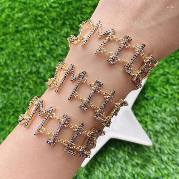 Bracelets porte-bonheur 5 pièces/lot Designs haute qualité Double couleur métal plaqué mots amour et sourire chaîne