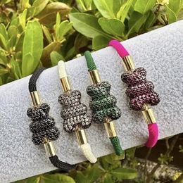 Bracelets de charme 5pcs chanceux multi couleur chaîne pour la vie quotidienne zircon mignon ours bracelet femmes bohème réglable bijoux 230822