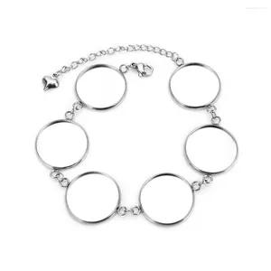 Bracelets de charme 5pcs / pack 14/18 / 20mm bracelet de base en acier inoxydable cabochon camée plateau lunette bracelets vierges pour femmes bijoux en gros