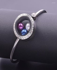 Bedelarmbanden 5pcslot 25 mm roestvrijstalen kristal ronde glas geheugen zwevende charmes gemakte armband armband voor vrouwen Fe8510498