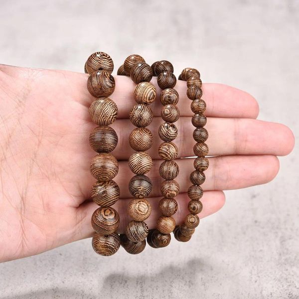 Bracelets de charme 6/8/10/12mm Hommes Vintage Bracelet Original Perles En Bois Méditation Prière Bouddha Stretch BraceletsBangle Femmes Yoga Bijoux