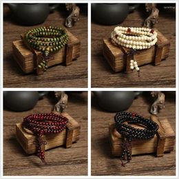 Bracelets de charme 6/8 mm Bracelet de santal naturel pour femmes Bouddha Meditation Perle Perle mala Buddhiste Long Tassel Bangle Men