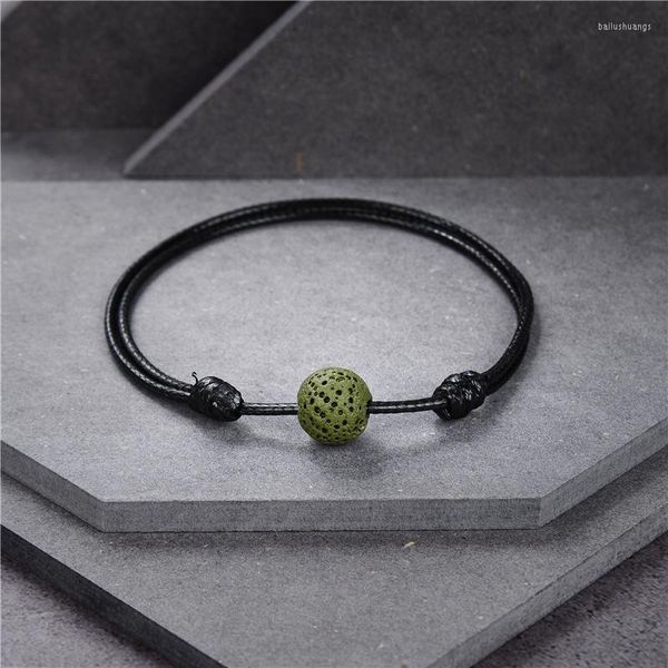 Pulseras de encanto de 6 colores Pulsera de estiramiento con cuentas 2 piezas/conjunto Blas de piedra de lava natural Mujeres Hombres Simple Healing Balance Yoga Joyas hechas a mano