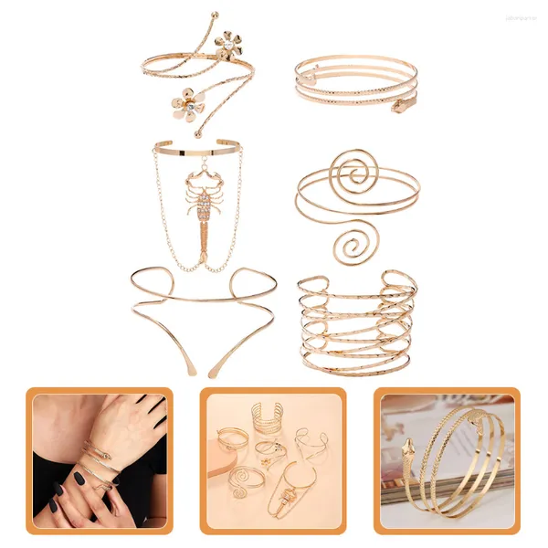 Pulseras de dijes 6 Pcs Brazalete Brazalete abierto superior Ropa Metal (aleación) Señorita Mujer