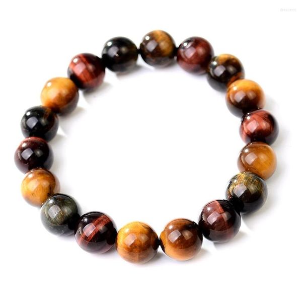 Bracelets porte-bonheur 6mm/8mm/10mm véritable oeil de tigre Bracelet en pierre naturelle hommes hommes perles pour femmes bijoux Stretch Braclet