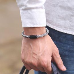 Bracelets porte-bonheur 6mm Antique cuir Simple Bracelet Bracelet noir magnétique Braslet pour hommes Bracelet bijoux Homme cadeau