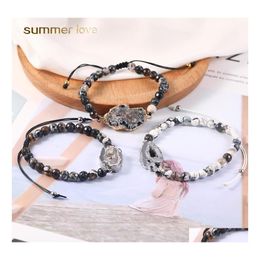 Bracelets de charme 6 mm Perles en pierre naturelle pour femmes Irregar Durzy Pendant Handmade Traided Agate Bread Bracelete Fashion Jewelry Drop de Dho91