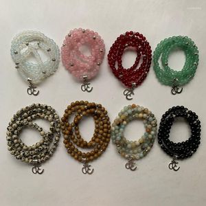 Bracelets porte-bonheur 6mm prière 108 perles tibétain Mala Bracelet cristal pierre collier Quartz bijoux breloques faites à la main Om Lotus 1pc