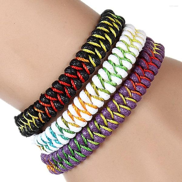 Bracelets de charme 6pcs tressé à la main tissé amitié en vrac pour hommes femmes poignet cheville cool cadeau (couleur aléatoire)