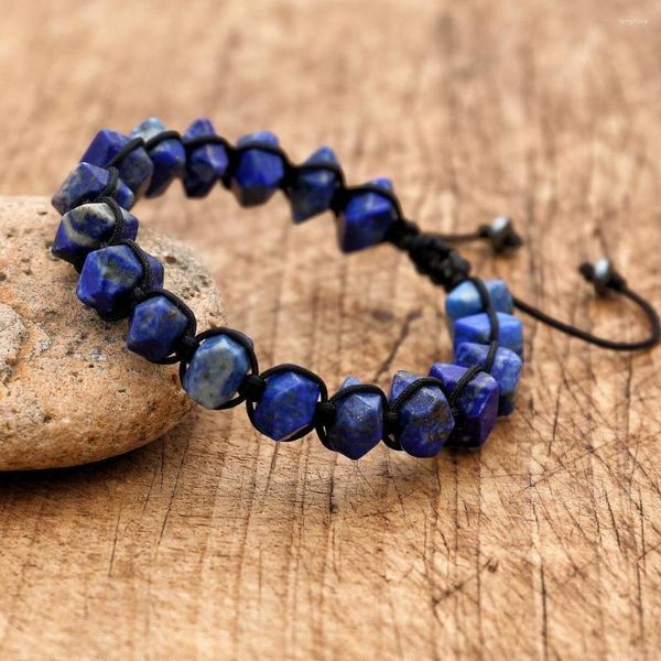 Bracelets de charme 7-11mm irrégulier Lapis Lazuli perles amoureux couples bijoux pierre naturelle tressé bracelet bracelet vintage boho