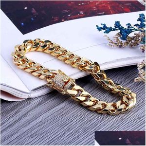 Bedelarmbanden 7/8inch 10 mm Miami Cuban Link Iced out Gold Sier Hiphop Bling Chains Mens sieraden Drop levering Dhgarden Dhbht