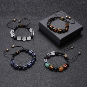 Charm Armbanden 7 Chakra Natuursteen Bal Handgemaakte Gevlochten Lava Mannen Vrouwen Verstelbare Energie Kleurrijke Reiki Healing Kralen Armband