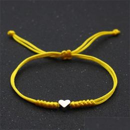 Bedelarmbanden 7gold sier love heart charme armband vrouwen liefhebbers wensen goed geluk rode snaar gevlochten verstelbaar paar armbanden dhiaz