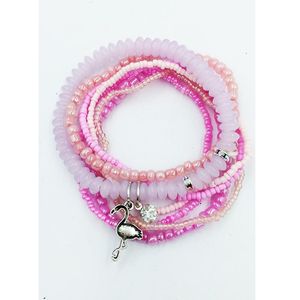 Charm Bracelets 7pcs / set Diseñador Boho Bead Multicapa Étnico Fringe Flamingo Para Mujeres Hecho a mano Tejido Strand Set