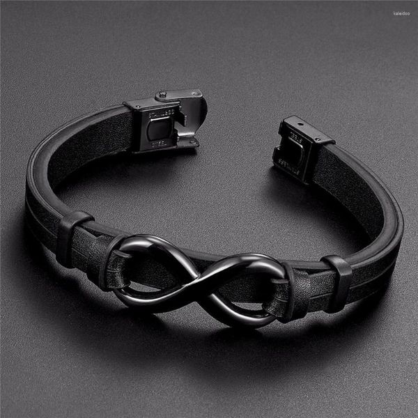 Pulseras con dijes 8 palabras Pulsera de cuero Hombres Hiphop Joyería Moda Acero inoxidable Mutilayer Male Cuff Wrap Brazalete Regalo del día de San Valentín