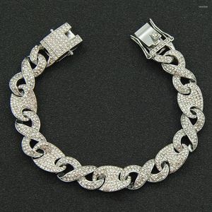 Bedelarmbanden 8in dikke miami stoeprand ketting armband voor mannen rhinstone staal cuban link polsband klassieker punk zware mannelijke sieraden cadeau