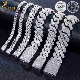 Bracelets de charme 8mm-25mm Pass Diamond Tester 925 Sterling Silver Full Vvs Moissanite Iced Out Cuban Link Anklet Bracelet Bracelet pour Hommes Femmes GYJV