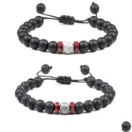 Bracelets de charme 8mm perles de pierre de lave noire tisser des bracelets bricolage aromathérapie diffuseur d'huile essentielle bracelet couples bijoux Dhgarden Dhfqm