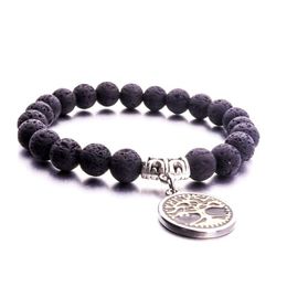 Bracelets de charme 8mm Pierre de lave noire Turquoise Arbre de vie Bracelet Aromathérapie Diffuseur d'huile essentielle pour femmes hommes Drop Dhgarden Dhxe4