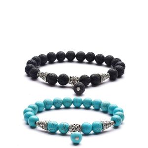 Bracelets De Charme 8Mm Noir Pierre De Lave Turquoise Bracelet Diy Aromathérapie Diffuseur D'huiles Essentielles Pour Femmes Hommes Drop Delivery Bijoux Dhrdn