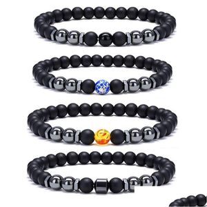 Bracelets de charme 8mm Perles noires mates Pierre Hématite Bracelet Hommes Femmes Yoga Guérison Nce Drop Livraison Bijoux Dhgarden Dh1Sg